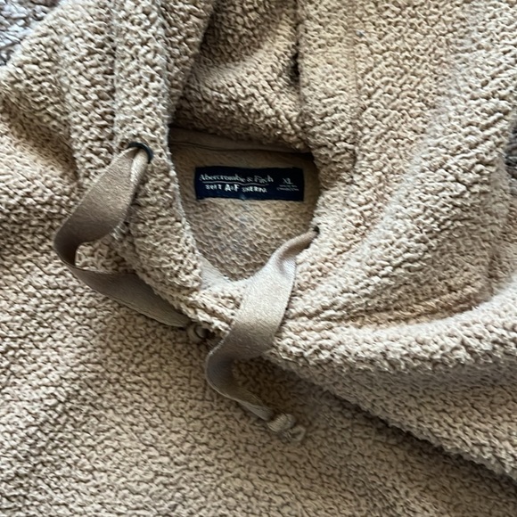 Abercrombie & Fitch XL Sherpa Hoodie ~23” PTP Brown Polyester - Picture 4 of 5
